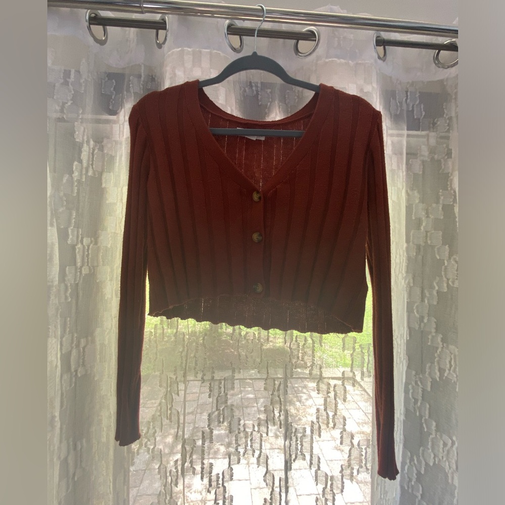 Aeropostale Cropped Cardigan Brown